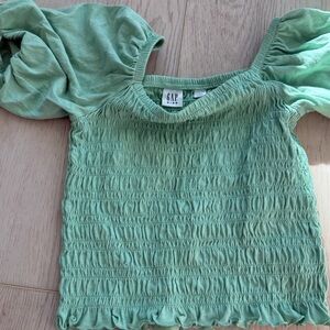 GAP Kids Green smocked Puff Sleeve Blouse